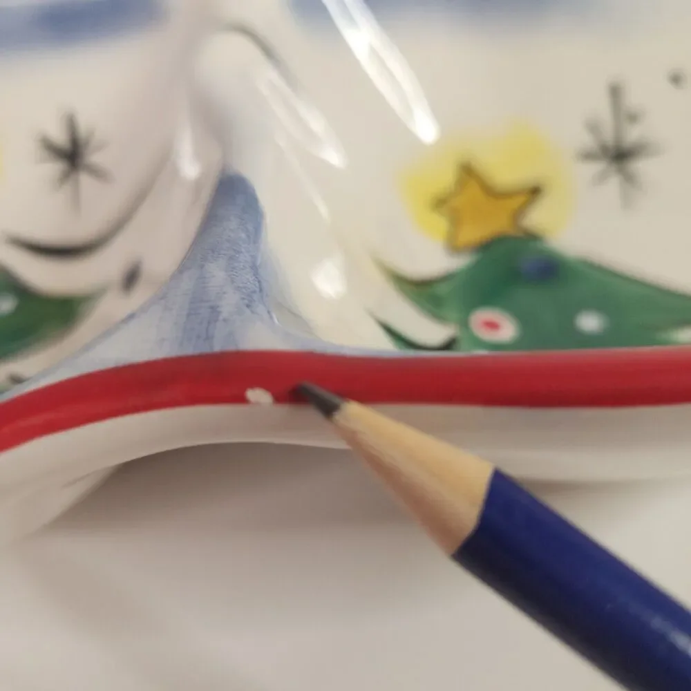 Clay Art Stonelite Christmas Tree Serving Dish Platter Hand Painted 2003 Vintage